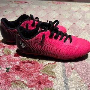 Youth Pink Soccer Cleats with Black Accents
